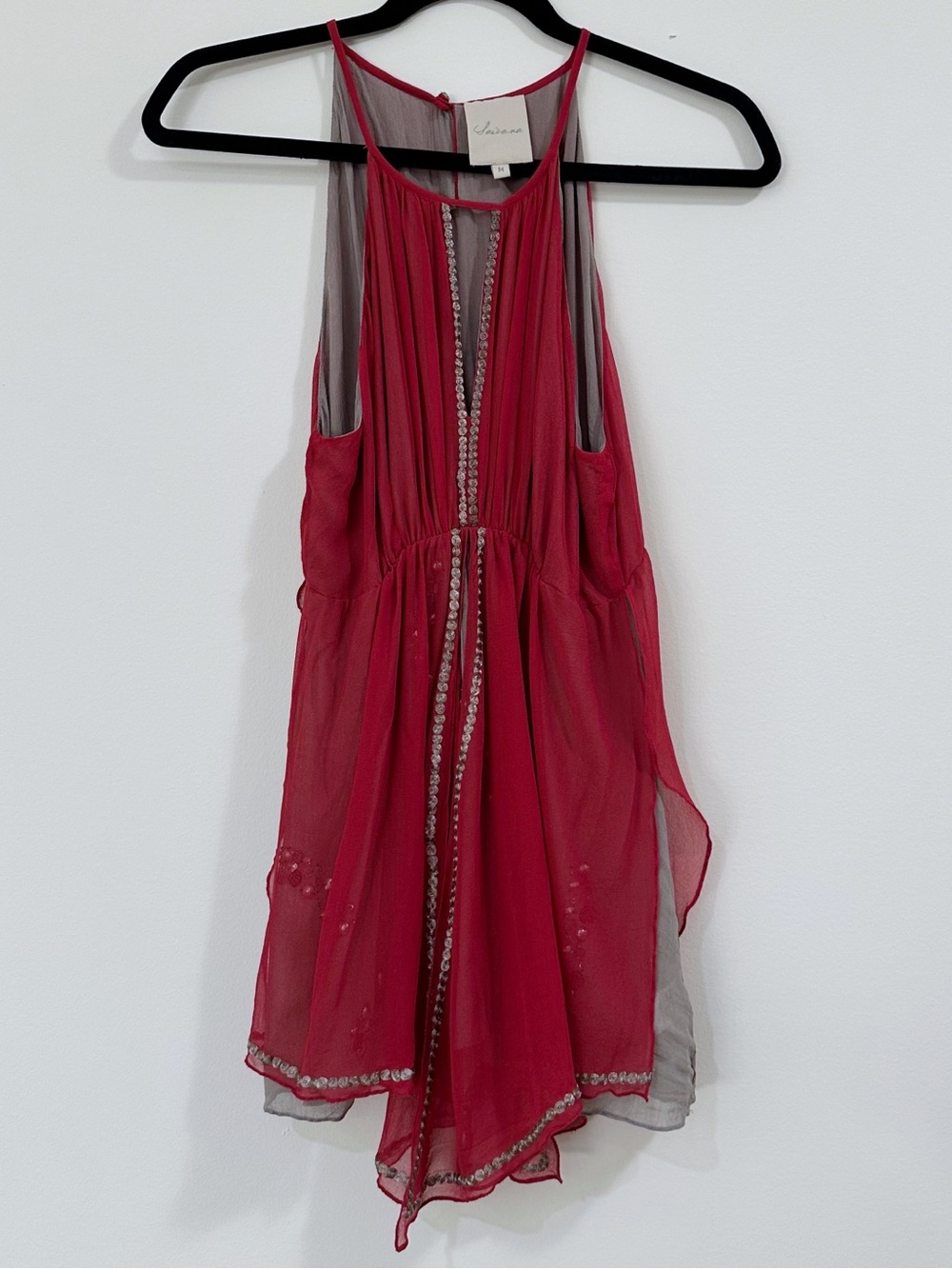 Anthropologie Saivana Halter Sleeveless Silk Red Top Size Medium